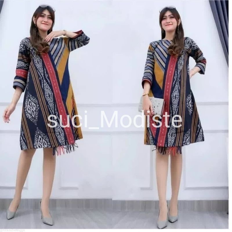 tunik tenun - dress tenun - baju tenun wanita - baju tenun wanita modern - dress tenun wanita modern