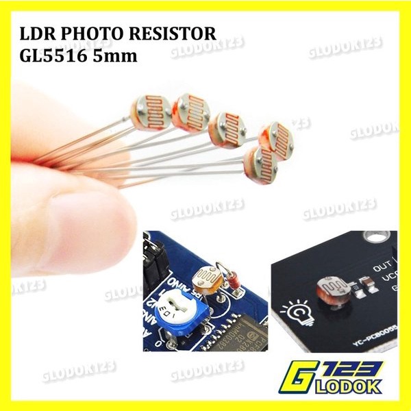 LDR GL5516 5mm Photoresistor Light Dependent Resistor Sensor Cahaya