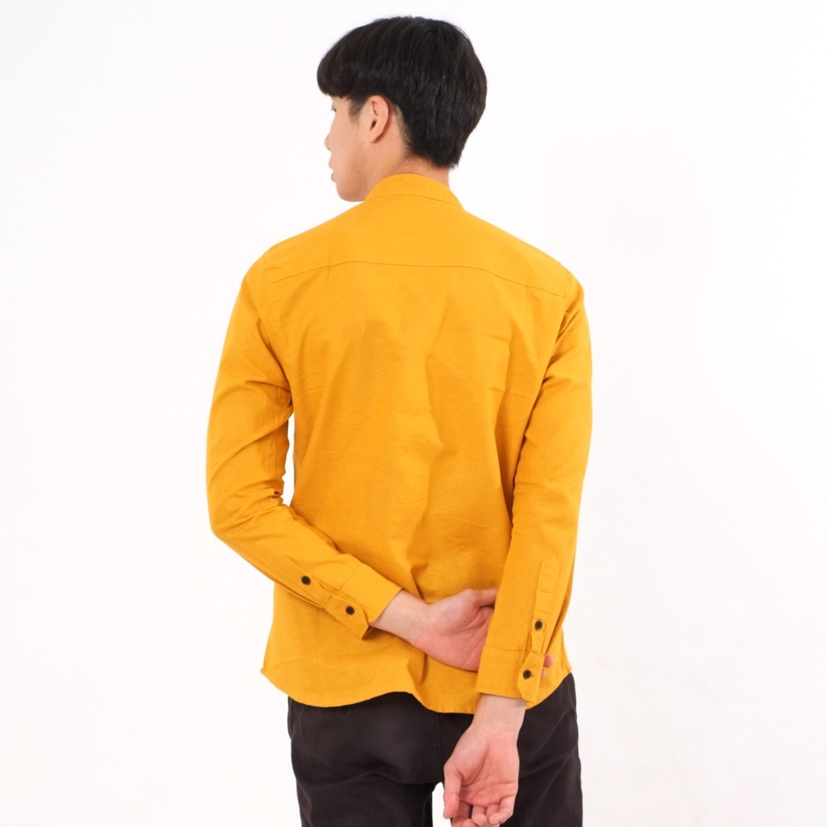 SANVANINA Kemeja Pria Basic Polos Shanghai Panjang Mustard - Kareem Mustard E-1414G