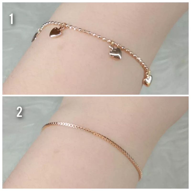 Gelang Titanium Wanita Anti Karat, Anti Alergi, Tahan Lama, Di Jamin REALPICT 100% dan High Quality, Pilih 1 dari 2 variasi