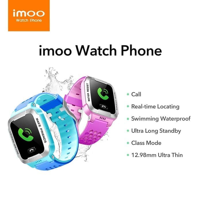 JAM TANGAN IMOO IMOO WATCH PHONE GARANSI RESMI - Biru & Merah Muda -
