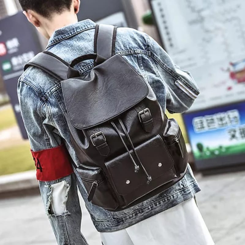 Tas Sekolah Kulit IAC Absolute Backpack Up to 14 inch - Tas Pria Tas Wanita Daypack - Ransel Kulit Laptop