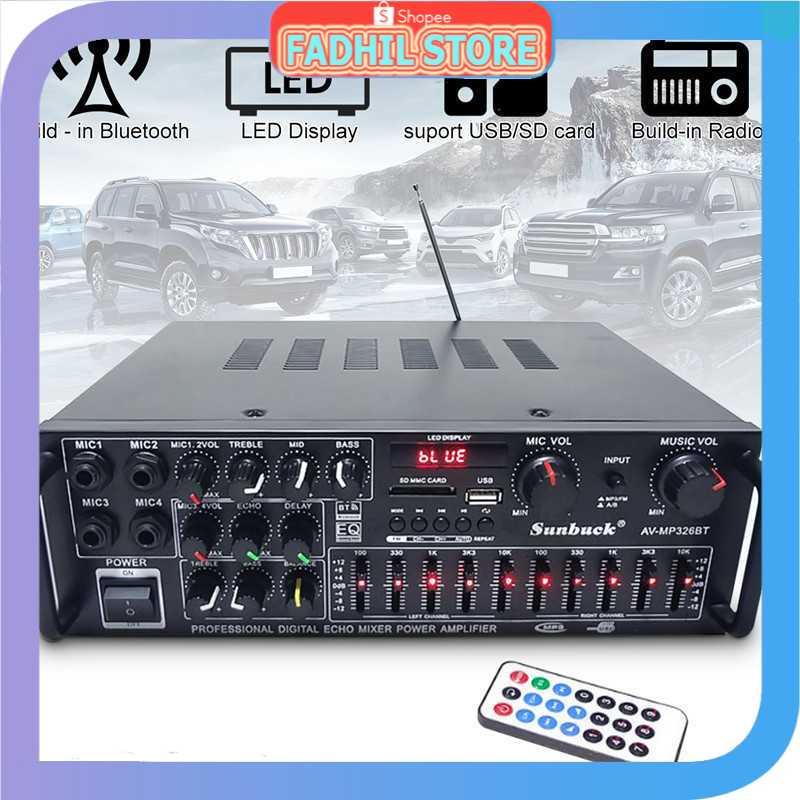 Sunbuck Bluetooth EQ Amplifier Karaoke FM 1200W- AV-326BT