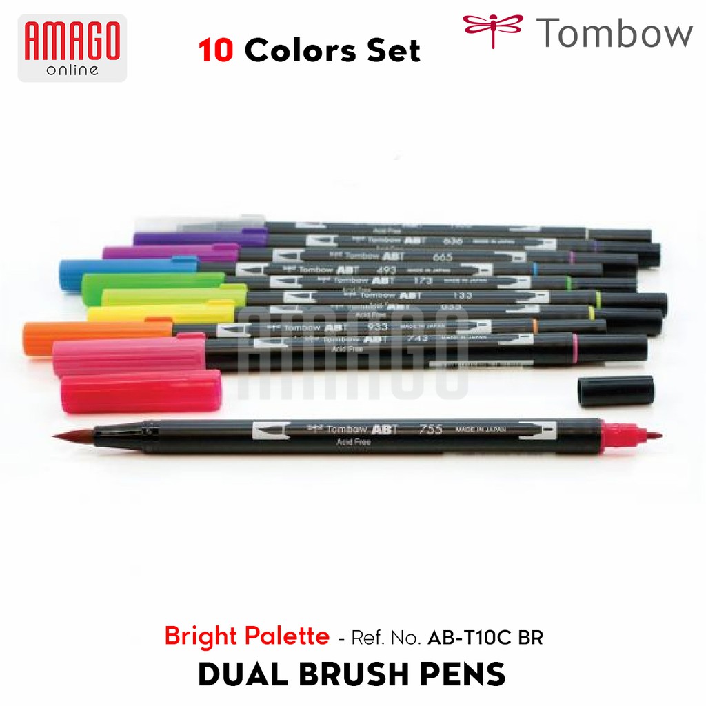 TOMBOW Dual Brush Pens - BRIGHT Palette of 10 colors - AB-T10C BR