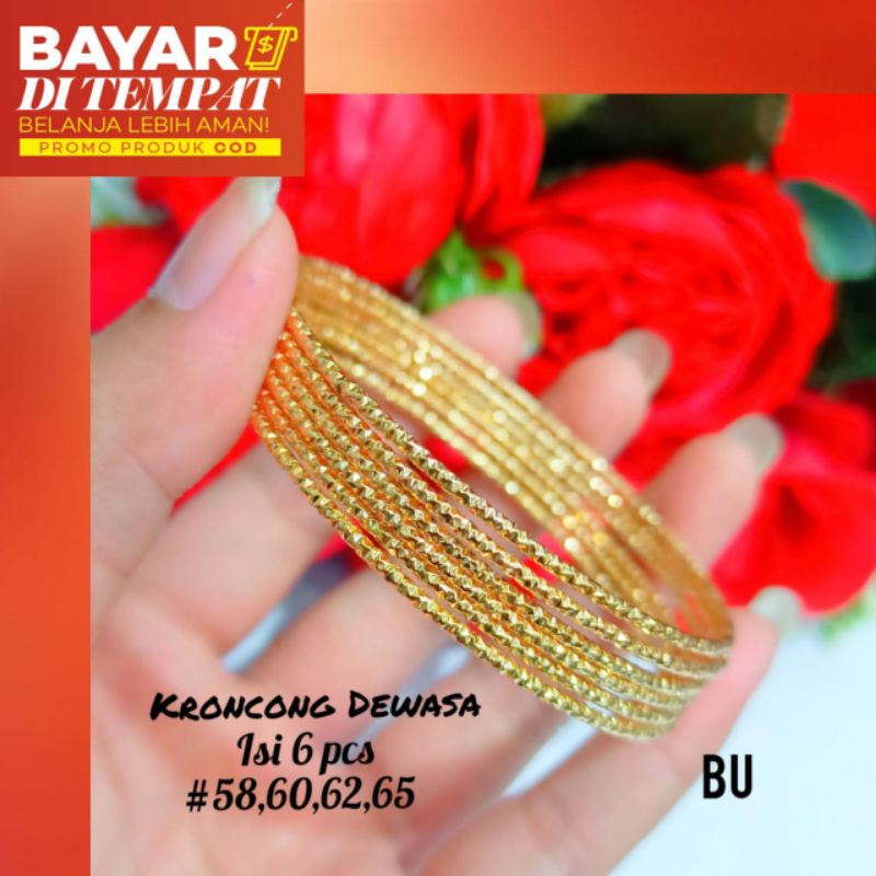 Gelang kroncong Dewasa logam emas hongkong 24k,tidak karat termurah