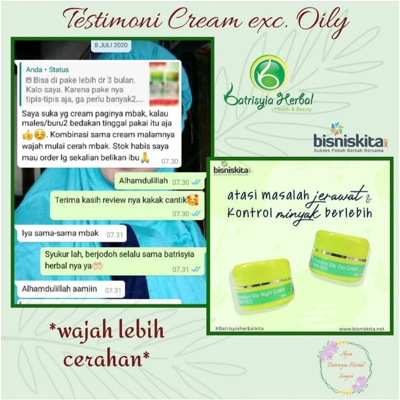 CREAM OILY ACNE/CREAM ACNE JERAWAT CREAM WAJAH BERMINYAK/CREAM BRUNTUSAN/ SKINCARE ACNE JERAWAT