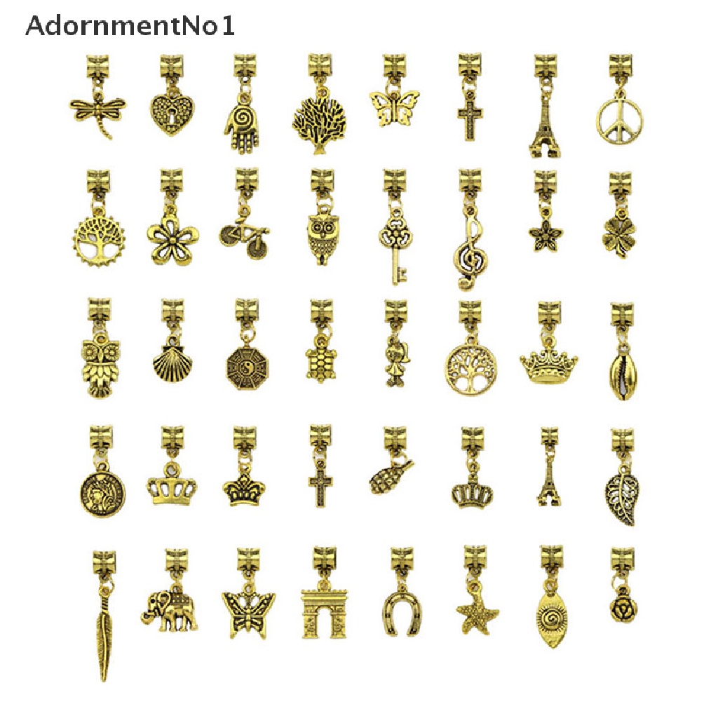 (AdornmentNo1) 40pcs / Lot Liontin Gaya Vintage Bentuk Campur Warna Gold Untuk DIY Perhiasan