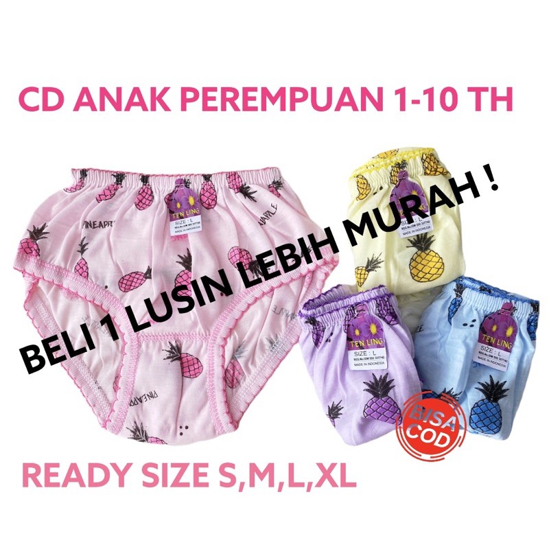 12 Pcs CD Celana Dalam Anak Perempuan Cewek 1- 10 Tahun Katun Murah Cawet Kancut Sempak Celana Dalam Bayi Celana Dalam Anak Perempuan Lusinan Katun Murah Isabel Buah