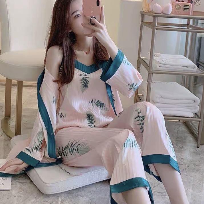 SALEE!!!!.. JC Set Kimono 3in1 Satin Import PP / Set piyama 3in1 premium / Piyama wanita import terb