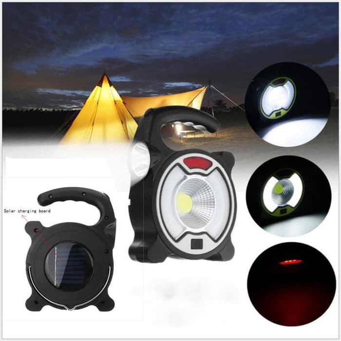 Lampu Emergency Lantera Kemping COB LED Dengan Solar Panel