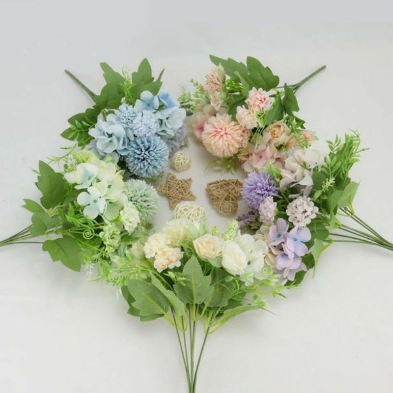 AF52 Bunga Hydrangea Rose Dandelion Mix Artificial Flower Nordic Style