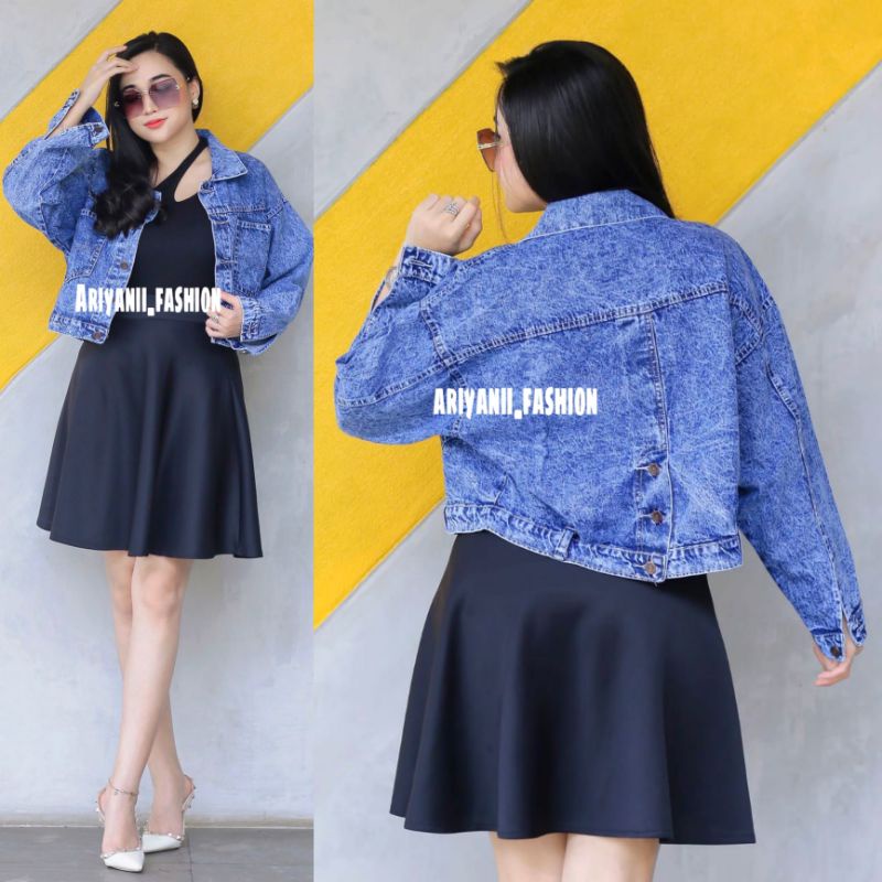 ARN - JAKET JEANS WANITA NAYRA CROP JAKET DENIM OVERSIZE MODEL ZARA BARU MURAH KEKINIAN JACKET JINS MEIZIA KOREAN GIRLS REPUBLIC Style