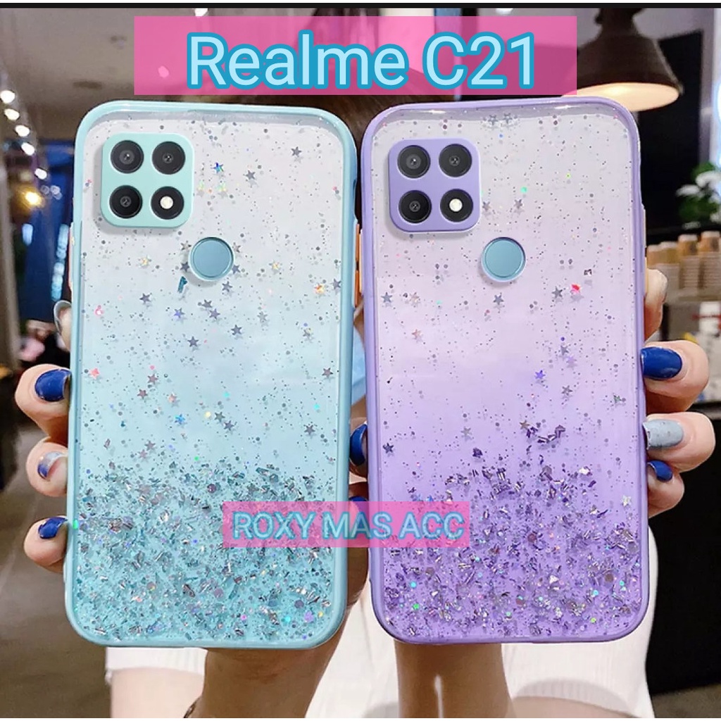 SOFTCASE GLITER ( REALME C21 ) TERBARU CASE DOVE GLITER FUZE TRANSPARAN DENGAN KAMERA PROTEKSI, SOFT