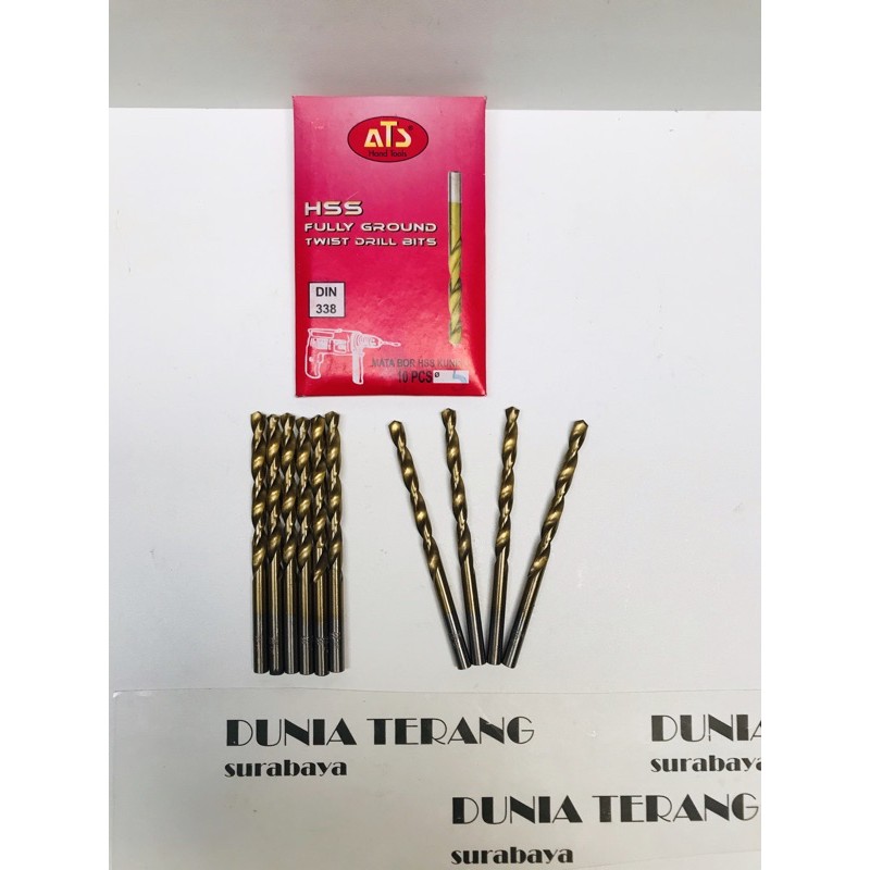 Mata Bor Besi ATS 5mm Kuning - HSS TiN Coated Fully Ground Twist Drill Bits 5 mm(1pcs)