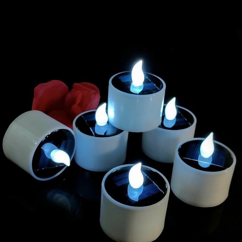 Lampu Lilin Elektronik Simulasi Tahan Air Plastik ABS Portabel Tenaga Surya/Taman Luar Ruangan Romantis Hias Keselamatan Flameless Candles Lamp