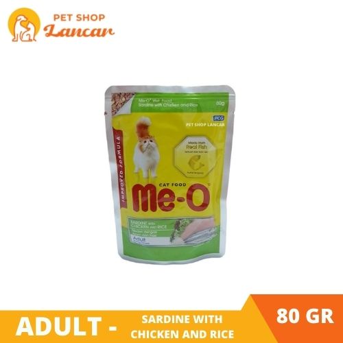 Meo Pouch Sardine With Chicken And Rice Makanan Kucing Basah 80gr