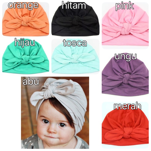  Topi  turban polos bayi anak  perempuan  baby bandana katun 