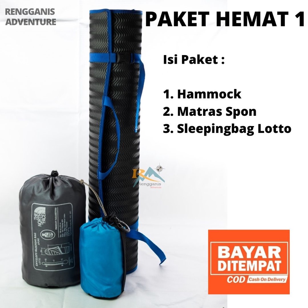 PAKET CAMPING HEMAT SLEEPING BAG POLAR LOTTO HAMMOCK MATRAS SPON YOGA OUTDOOR HIKING