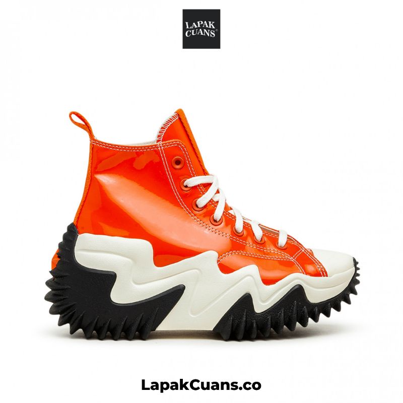 Converse Run Star Hike High Motion Patent Leather Platform Bold Mandarin Black White || Resmi PT.MAP