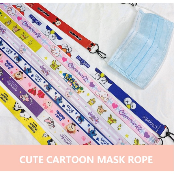 Tali kalung Masker anak dan dewasa / strap masker 2 in 1 Karet Elastis / Stopper bunga karakter lucu / clay princess //Tali Kalung Masker anak dewasa / Konektor Masker Mutiara / Strap Mask / Konekstor masker hijab premium