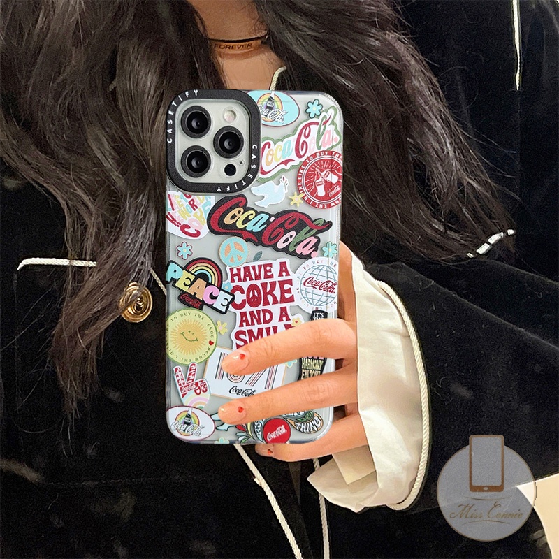 Soft Case Transparan Desain Coca Cola Untuk iPhone 11 12 13 Pro MAX XR 6 6s 7 8 Plus X XS MAX