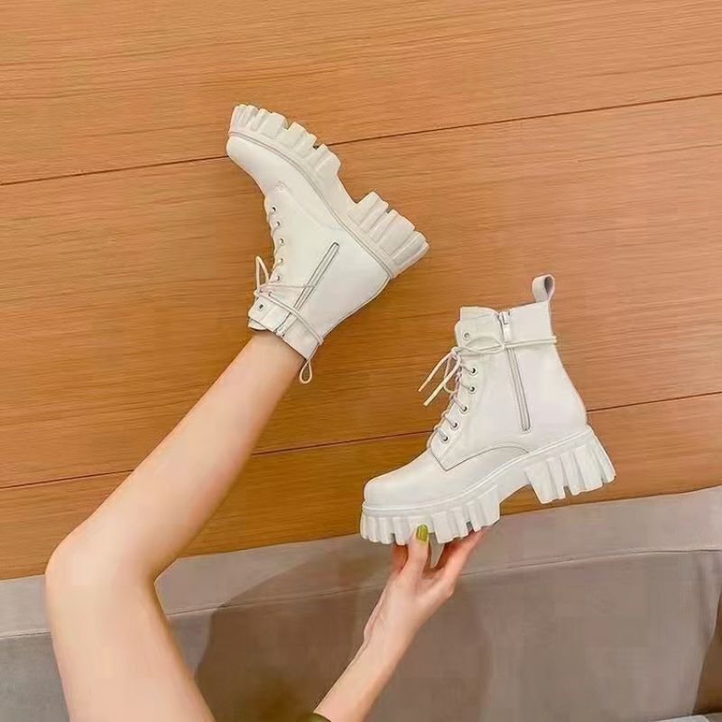 SNEAKER BOOTS OOTD B43 IMPORT ALA WANITA KOREA-Putih
