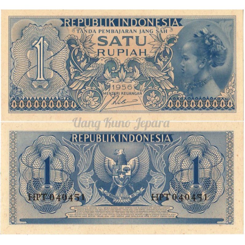 Uang Kuno Lama 1 Rupiah Tahun 1956 #Baru