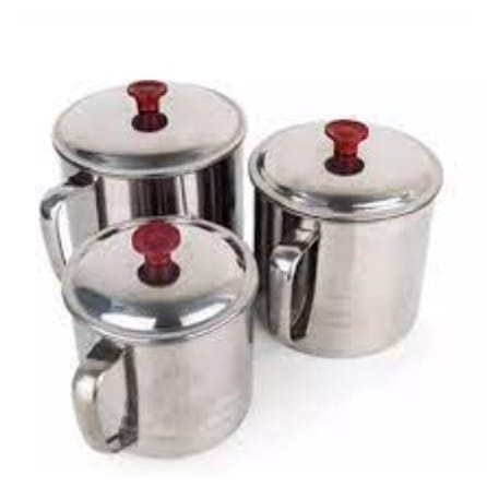 [ JB99] Gelas Mug Cangkir Stainless 8cm Plus Tutup