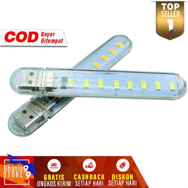 MeeToo USB Lamp 8 Led Model Cool White Lampu Strip Alat Penerang Meja Kerja Ringan