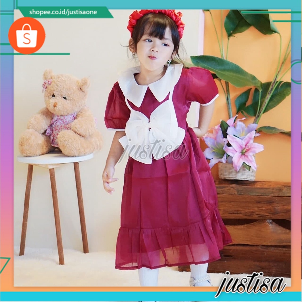 Promo !! dress trendy anak perempuan - dress japan ribbon large gurl import uk 1-4th