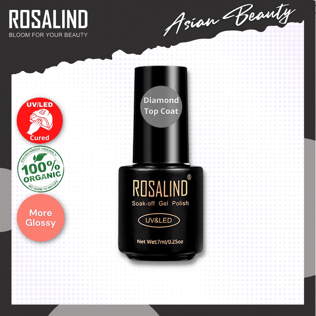 ~AB~ ROSALIND Base Coat dan Top Coat Nail Gel UV LED / Kutek / Cat Kuku