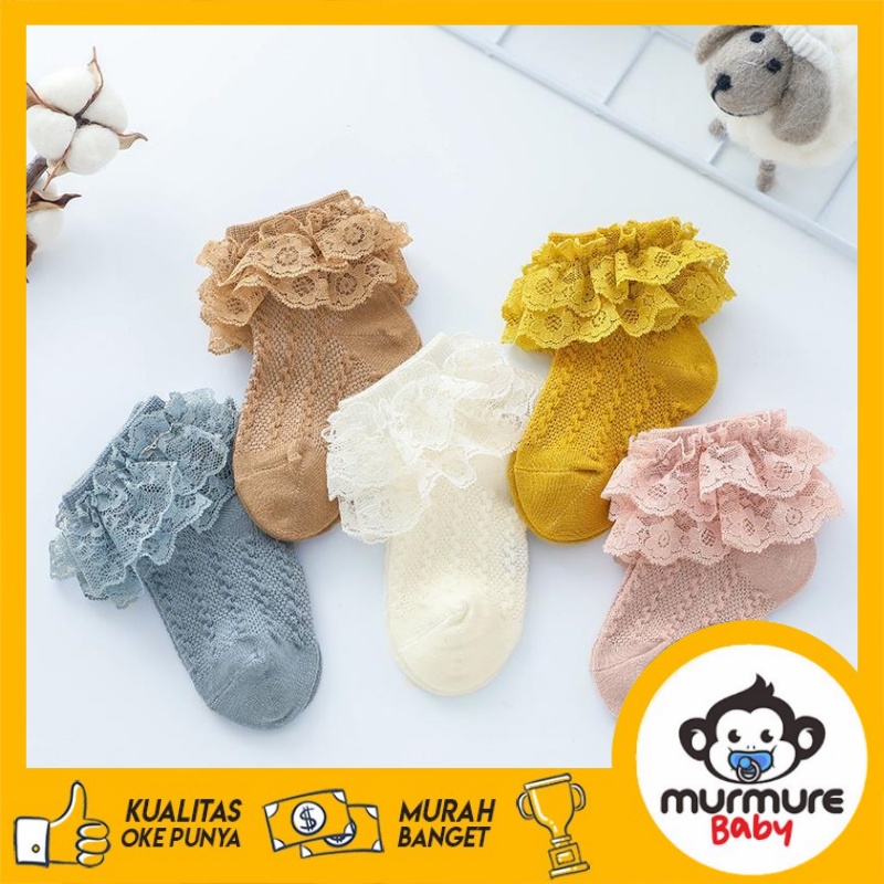 MURMURE.BABY I KAOS KAKI ANAK BAYI BALITA PEREMPUAN MODEL DOUBLE RENDA LACE