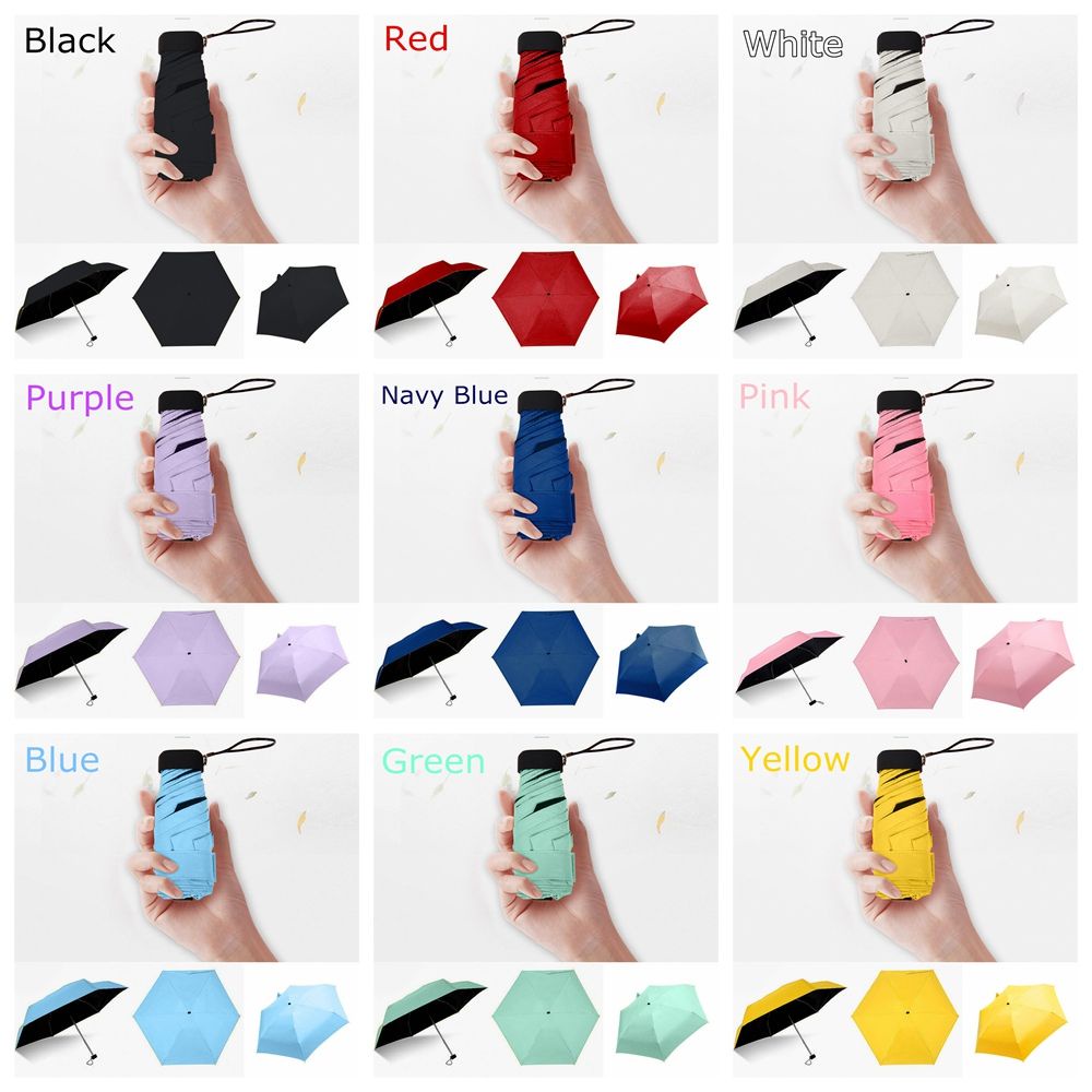 Chookey Payung Lipat 5 Mini Portable Anti Uv / Air / Hujan / Matahari Untuk Pria / Wanita