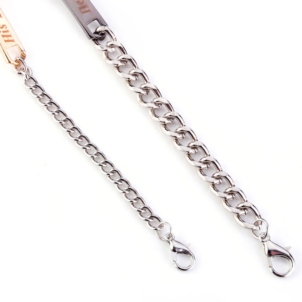 Hu Hu Hu Hu Hu Alat Bantu Pasang Kacamata♡ Gelang Rantai Bahan Titanium Steel Motif Tulisan His Queenher King Untuk Pasangan