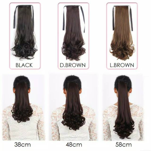 Hair clip poni pony tail ponitail korea curly tali 30cm / 38cm / 48cm / 58cm