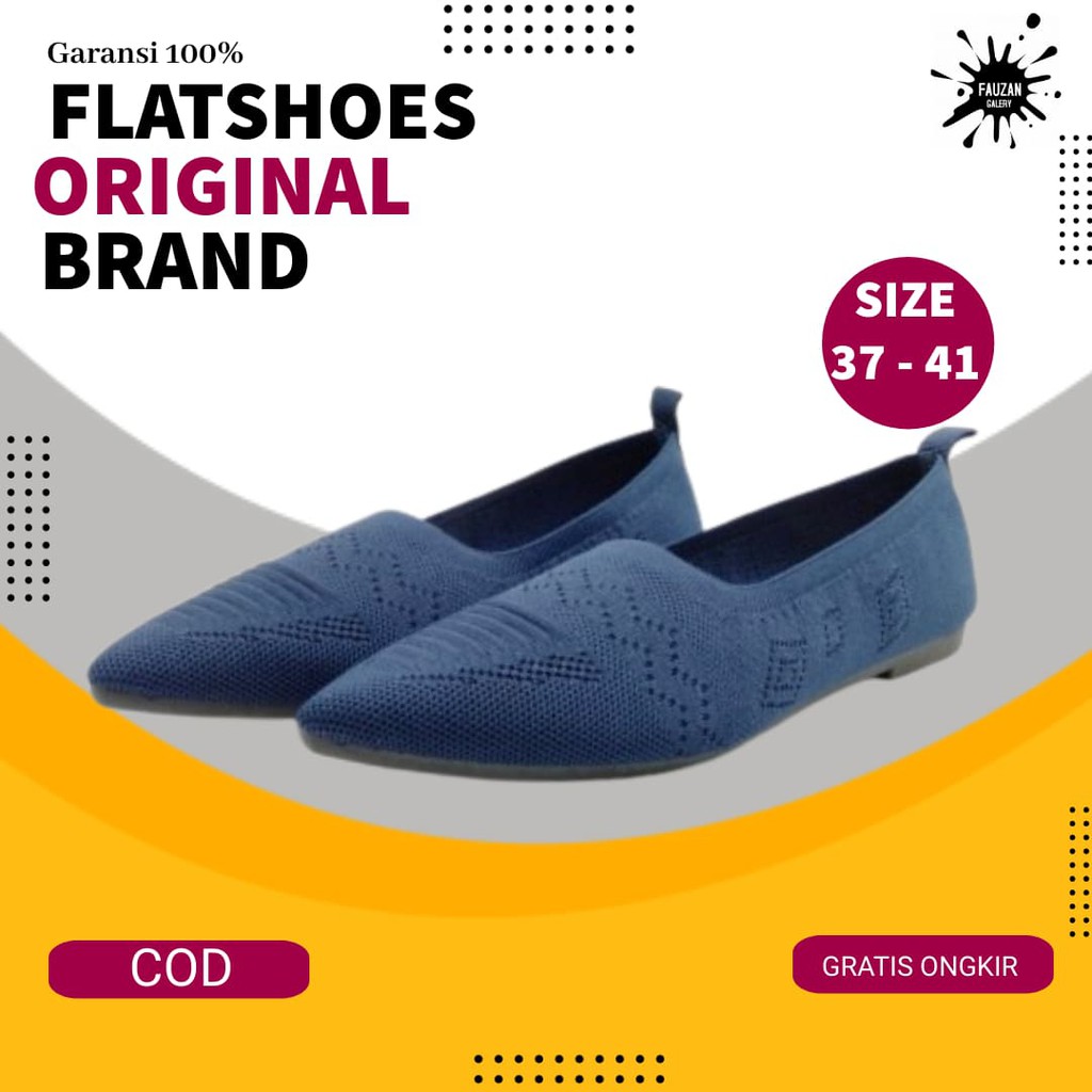 Sepatu Flats Lepes Pansus Flet Flad Shoes Flatshoes Rajut Karet Lepes Santai Teplek Balet Kantor Ker