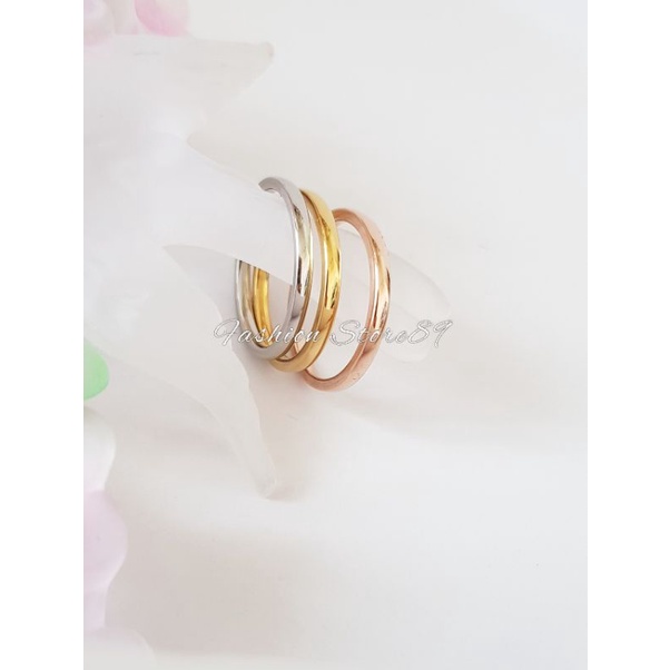 Cincin Titanium Set 3 cincin fashion impor Cincin set 3 ring tipis bulat white gold Rosegold Antikarat fashion cincin bestquality bestseller titanium antikarat