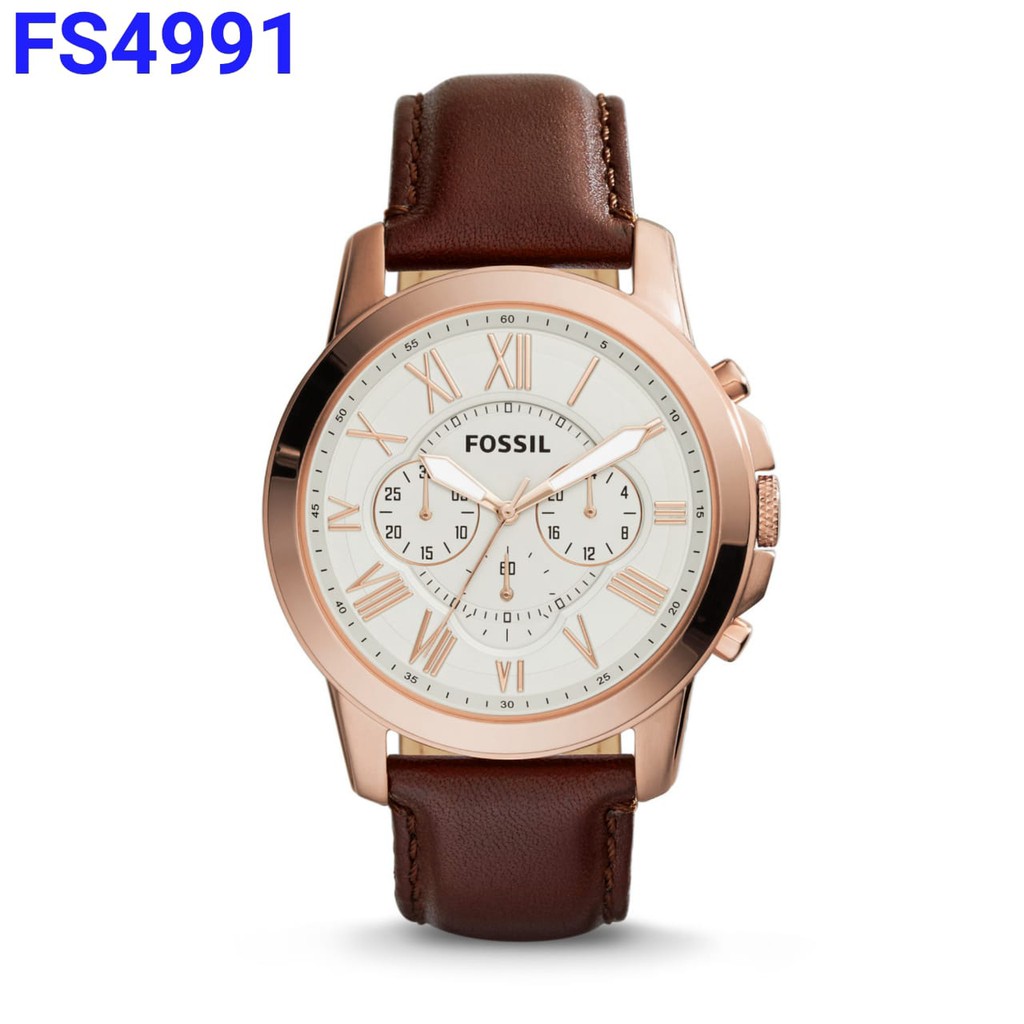 terlaris FOSSIL FS 4991 Original jam pria, baterai, strap kulit, 44mm include box tin, shoping bag