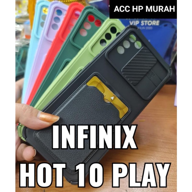 INFINIX HOT 10PLAY SMART 6 CASE MACARON + TEMPAT KARTU