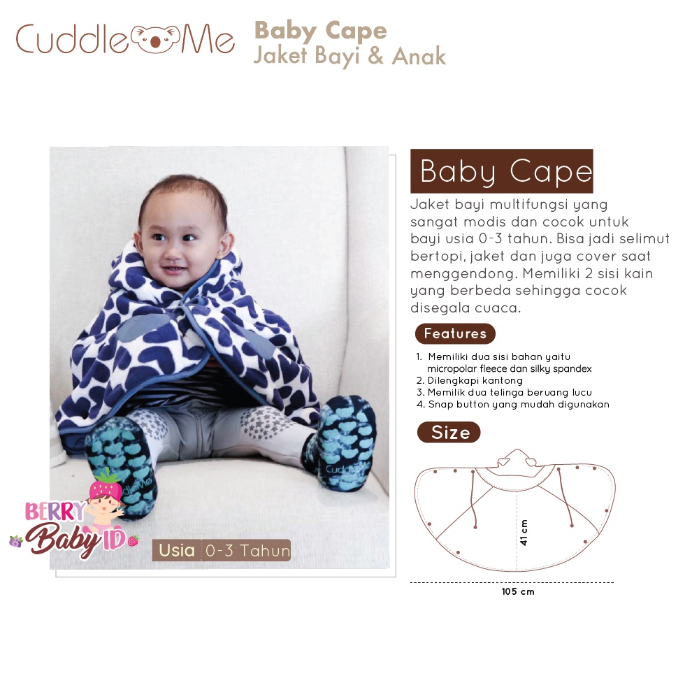 Cuddle Me Baby Cape Jaket Bayi Anak CuddleMe 0-3 Tahun Bolak Balik Baju Hoodie Grosir (1) Berry Mart