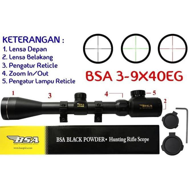 Supoer Murah  Teleskop BSA 3-9x40 EG