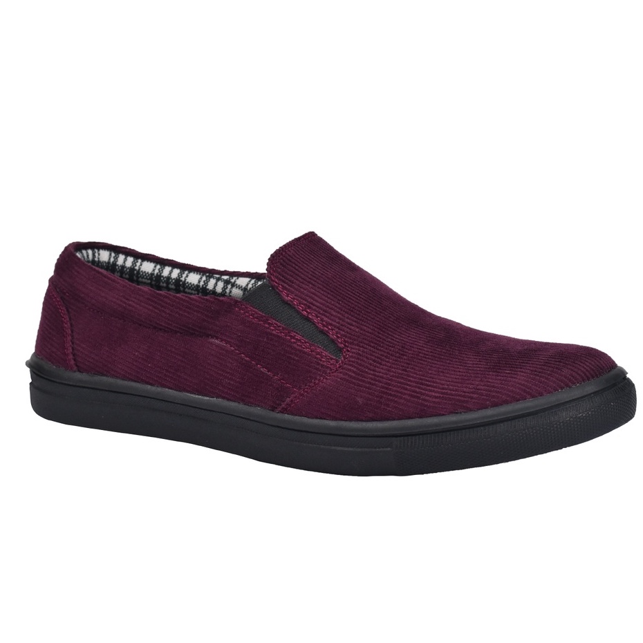 Morningbell - Sepatu pria slip on casual mojo marun black sole