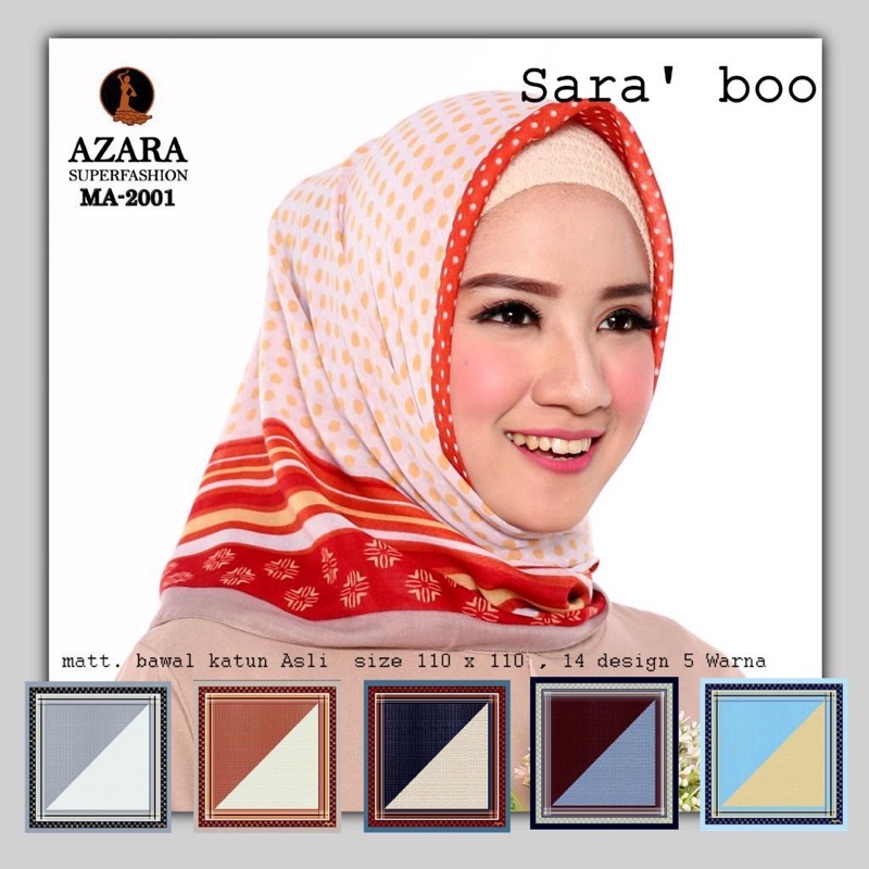JILBAB SEGIEMPAT AZARA MOTIF VOAL /Kerudung Tepi Jahit Motif-2