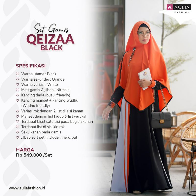Gamis QEIZAA BLACK By Aulia Fashion