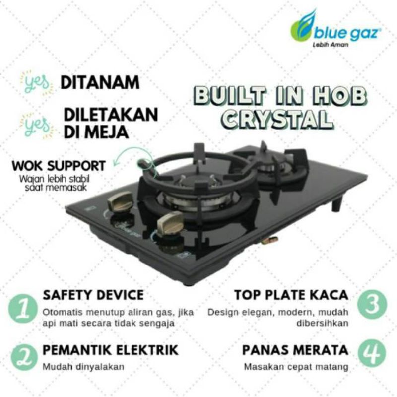 Build in hob crystal (BIH) blue gas KOMPOR TANAM BLUE GAZ