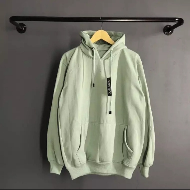 Hoodie Polos Wanita Hijau Mint Sweater Kupluk Soft Mint Sweater Hoodie Jumper Polos