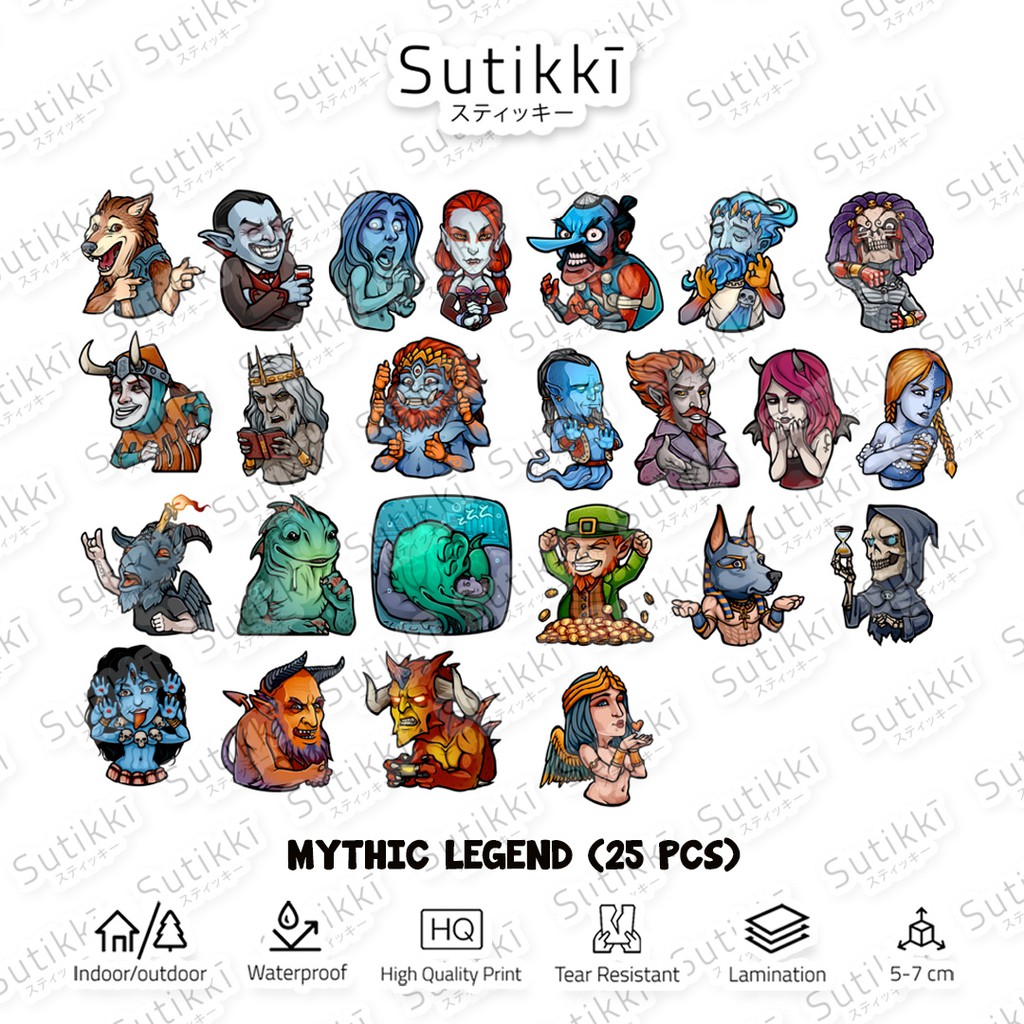 Sutikki | Sticker Pack Myth Legend Urban legend Legenda Setan Ghost Die Cut Vinyl Stiker Laptop