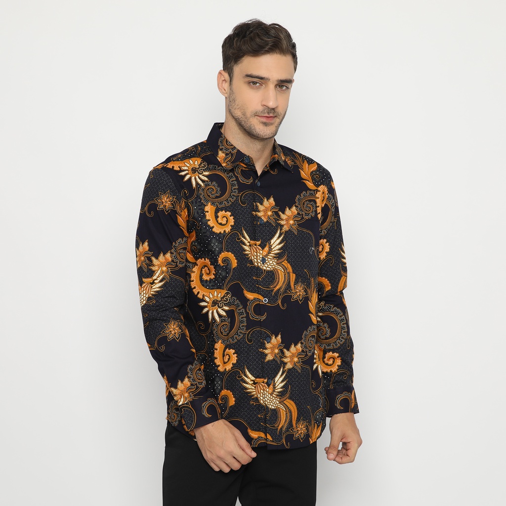 Platini Kemeja Batik Pria Lengan Panjang Navy 460562