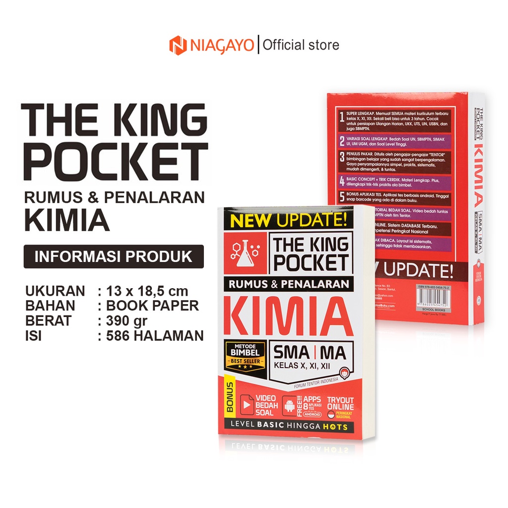 Buku Kimia The King Pocket Rumus dan Penalaran Pelajaran SMA MA Kelas X XI XII-3