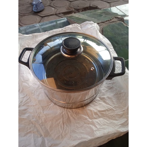 dandang nasi tutup kaca uk 18